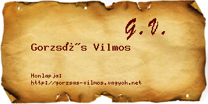 Gorzsás Vilmos névjegykártya